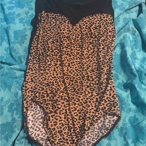 Leopard Print Bodysuit - Black and Brown